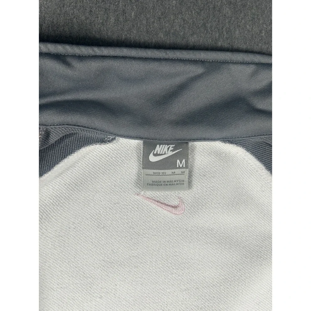 Nike Girls' Vintage Full-Zip Track Jacket Grey White Pink Size M (8-10)